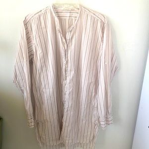 Pure DKNY - Band Collar Cotton Blend Stripe Shirt Dress Sz‎ M - EUC